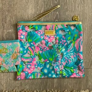 Lily Pulitzer waterproof clutch and koozie